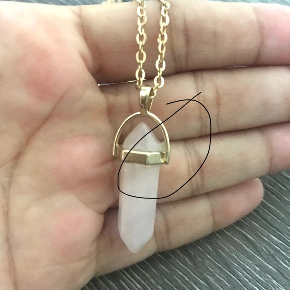 Rose Quartz 3 Layer Gold Toned Necklace - Picture 8 of 8